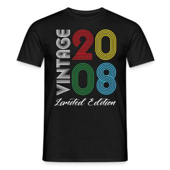 Vintage 2008 Vintage Birthday Retro Vintage - Men's T-Shirt - black - Front - AI Model Male 178 light (178cm)