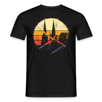 Cologne Germany City Skyline Vintage Retro - Men's T-Shirt - black - Front - AI Model Male 178 light (178cm)
