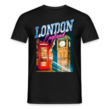 London England UK Stadt Skyline Vintage Retro - Männer T-Shirt - Schwarz - Vorne - AI Model Male 178 light (178cm)
