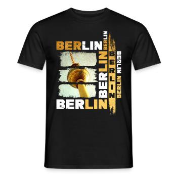 Berlin Skyline Gold Germany City Grunge - Men's T-Shirt - black - Front - AI Model Male 178 light (178cm)