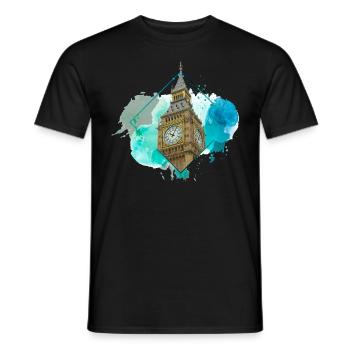 London England UK Stadt Skyline Splash Bunt - Männer T-Shirt - Schwarz - Vorne - AI Model Male 178 light (178cm)