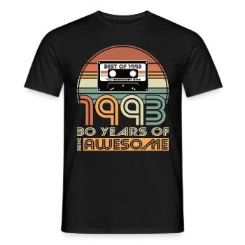 30e anniversaire né en 1993 Best of 1993 30 ans - T-shirt homme - noir - Devant - AI Model Male 178 light (178cm)