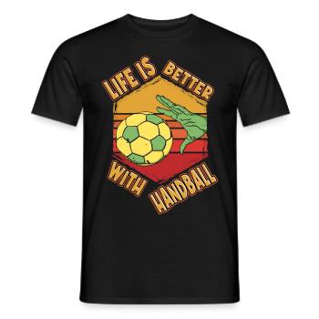Handball Handballer Spieler Sport Vintage Retro - Männer T-Shirt - Schwarz - Vorne - AI Model Male 178 light (178cm)