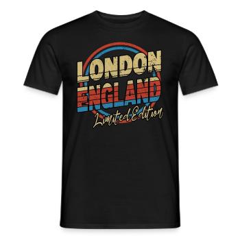 London England UK City Font 80s Style - Men's T-Shirt - black - Front - AI Model Male 178 light (178cm)