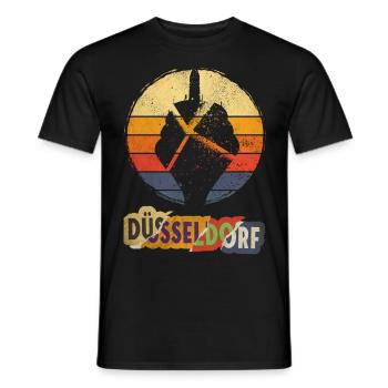 Dusseldorf Germany City Skyline Vintage Retro - Men's T-Shirt - black - Front - AI Model Male 178 light (178cm)