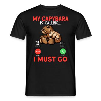 My Capybara Is Calling I Must Go - Men's T-Shirt - black - Front - AI Model Male 178 light (178cm)