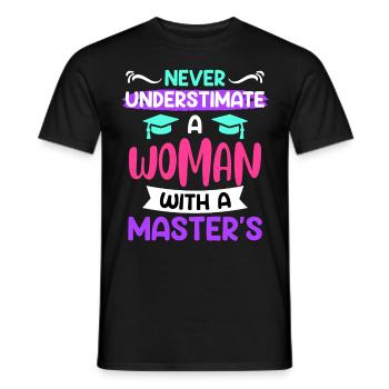 Ne sous-estimez jamais une femme titulaire d’une maîtrise - T-shirt homme - noir - Devant - AI Model Male 178 light (178cm)