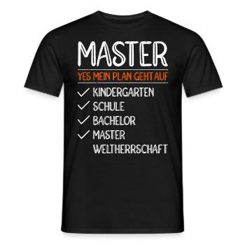 My Plan Goes to World Domination Master's Degree - Men's T-Shirt - black - Front - AI Model Male 178 light (178cm)