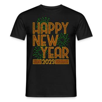 New Year 2023 New Year's Eve Happy New Year - Men's T-Shirt - black - Front - AI Model Male 178 light (178cm)