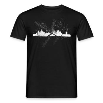 Liverpool Angleterre Royaume-Uni City Skyline Grunge Splash - T-shirt homme - noir - Devant - AI Model Male 178 light (178cm)