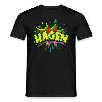 Hagen Germany City Pop Art Comic Art - Men's T-Shirt - black - Front - AI Model Male 178 light (178cm)
