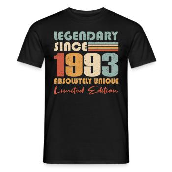 30e anniversaire né en 1993 Légendaire depuis 1993 - T-shirt homme - noir - Devant - AI Model Male 178 light (178cm)