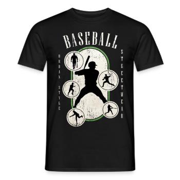 Baseball Baseballspieler USA Sport Vintage Retro - Männer T-Shirt - Schwarz - Vorne - AI Model Male 178 light (178cm)
