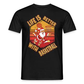 Basketball Santa Claus Player Vintage Retro - Men's T-Shirt - black - Front - AI Model Male 178 light (178cm)