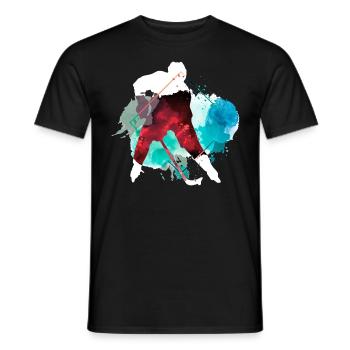 Eishockey Eishockeyspieler Spieler Bunt Splash - Männer T-Shirt - Schwarz - Vorne - AI Model Male 178 light (178cm)