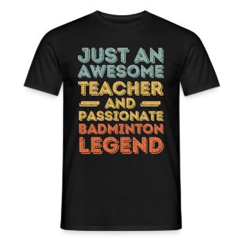 Professeur Badminton rétro - T-shirt homme - noir - Devant - AI Model Male 178 light (178cm)