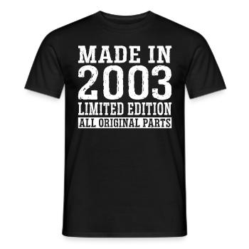 20e anniversaire Né en 2003 Fabriqué en 2003 - T-shirt homme - noir - Devant - AI Model Male 178 light (178cm)