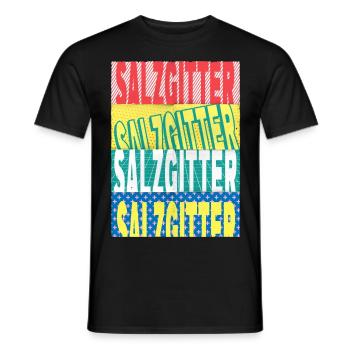 Salzgitter Germany City Font Skyline - Men's T-Shirt - black - Front - AI Model Male 178 light (178cm)
