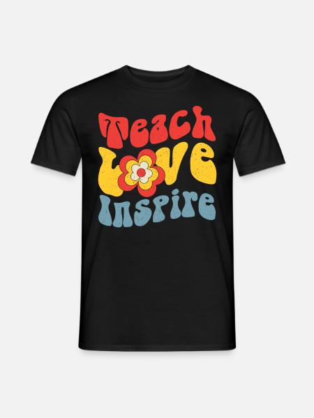 Teach Love Inspire Retro Groovy Teacher - Männer T-Shirt - Schwarz
