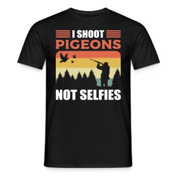 I Shoot Pigeon Not Selfies Pigeon Hunting Hunter - Men's T-Shirt - black - Front - AI Model Male 178 light (178cm)