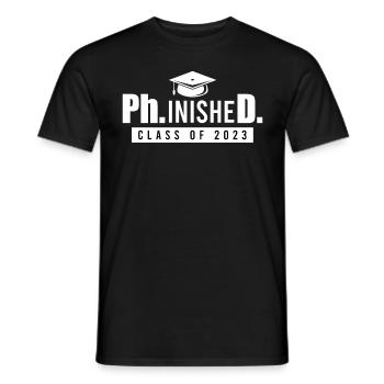 Phinished Ph.D Degree 2023 Doctor Doctorate - Men's T-Shirt - black - Front - AI Model Male 178 light (178cm)