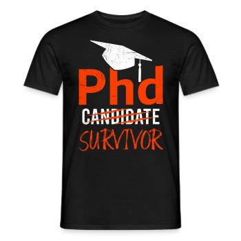 Ph.D J’ai survécu J’ai un doctorat - T-shirt homme - noir - Devant - AI Model Male 178 light (178cm)