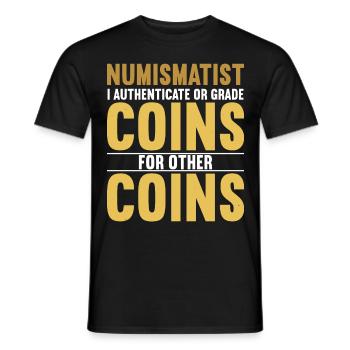 Collectionneur de pièces Numismatique Pièces rares Coin Lover - T-shirt homme - noir - Devant - AI Model Male 178 light (178cm)