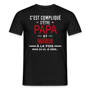 papa Et INGÉNIEUR cadeau citation - T-shirt homme - noir - Devant - AI Model Male 178 light (178cm)