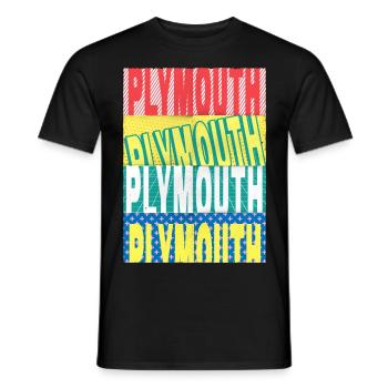 Plymouth England UK City Font Skyline Home - Men's T-Shirt - black - Front - AI Model Male 178 light (178cm)