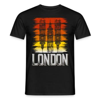 Londres Angleterre Royaume-Uni City Vintage Retro Skyline - T-shirt homme - noir - Devant - AI Model Male 178 light (178cm)