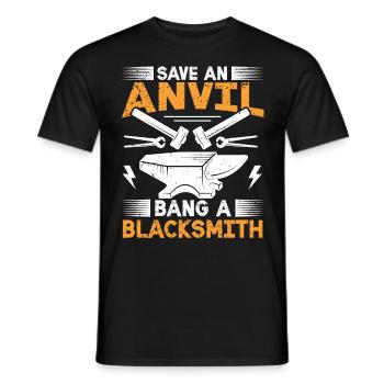 Save An Anvil - Bang A Blacksmith drôle de forgeron - T-shirt homme - noir - Devant - AI Model Male 178 light (178cm)