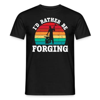 I'd Rather Be Forging Anvil Blacksmith - Men's T-Shirt - black - Front - AI Model Male 178 light (178cm)