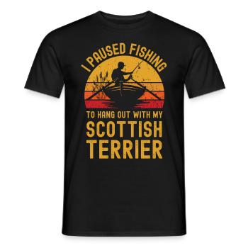 Fishing, fishing and Scottish Terrier - Men's T-Shirt - black - Front - AI Model Male 178 light (178cm)