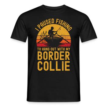 Fishing, fishing and border collies - Men's T-Shirt - black - Front - AI Model Male 178 light (178cm)