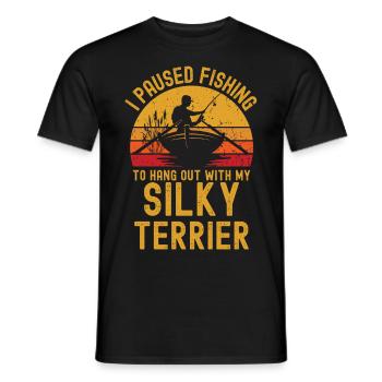 Angeln, Fischen und Silky Terrier - Männer T-Shirt - Schwarz - Vorne - AI Model Male 178 light (178cm)