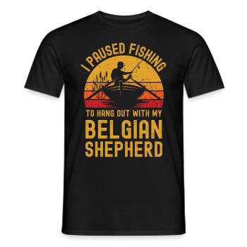 Vissen, vissen en Belgian Shepherd - Heren T-shirt - zwart - Voor - AI Model Male 178 light (178cm)