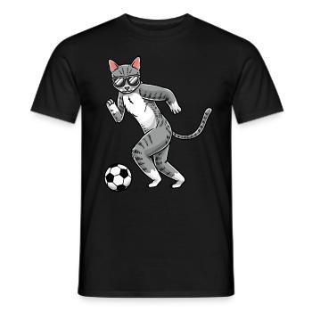 Football Player Cat Lovers Pet Kitten - Men's T-Shirt - black - Front - AI Model Male 178 light (178cm)