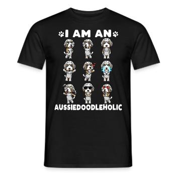 Aussiedoodle Émoticône de chien - T-shirt homme - noir - Devant - AI Model Male 178 light (178cm)