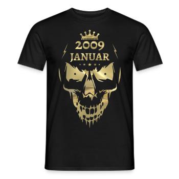 Januar 2009 Totenkopf Gold - Männer T-Shirt - Schwarz - Vorne - AI Model Male 178 light (178cm)