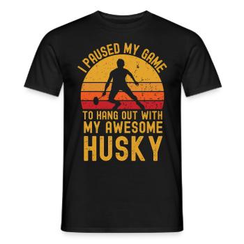 Badminton and Husky - Men's T-Shirt - black - Front - AI Model Male 178 light (178cm)