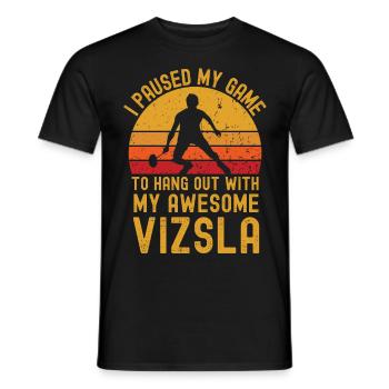 Badminton and Vizsla - Men's T-Shirt - black - Front - AI Model Male 178 light (178cm)