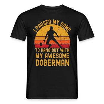 Badminton und Dobermann - Männer T-Shirt - Schwarz - Vorne - AI Model Male 178 light (178cm)