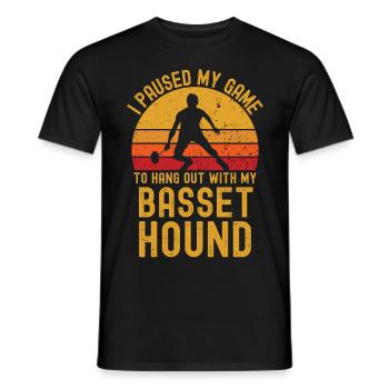 Badminton and Basset Hound - Men's T-Shirt - black - Front - AI Model Male 178 light (178cm)