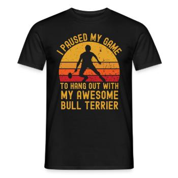 Badminton et Bull Terrier - T-shirt homme - noir - Devant - AI Model Male 178 light (178cm)
