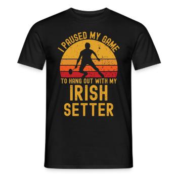 Badminton et setter irlandais - T-shirt homme - noir - Devant - AI Model Male 178 light (178cm)