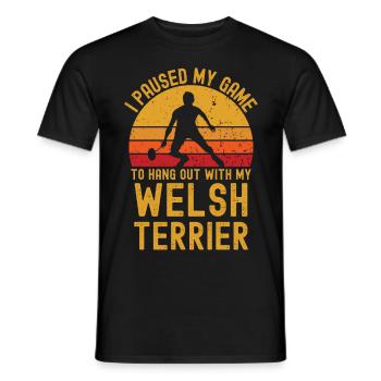 Badminton and Welsh Terrier - Men's T-Shirt - black - Front - AI Model Male 178 light (178cm)
