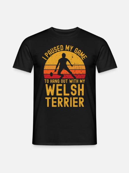 Badminton and Welsh Terrier - Men's T-Shirt - black