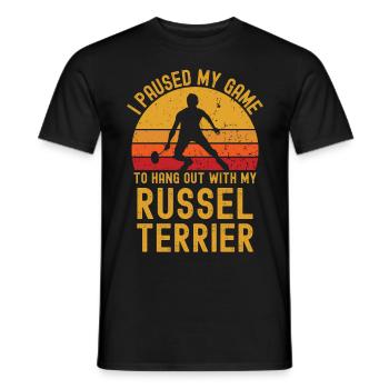 Badminton et Russel Terrier - T-shirt homme - noir - Devant - AI Model Male 178 light (178cm)