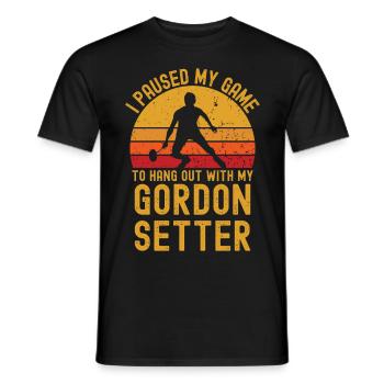 Badminton et Gordon Setter - T-shirt homme - noir - Devant - AI Model Male 178 light (178cm)