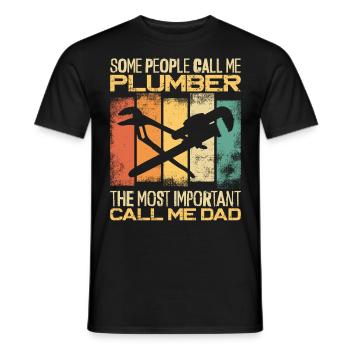Plumbing Plumber Dad Vintage Retro - Men's T-Shirt - black - Front - AI Model Male 178 light (178cm)